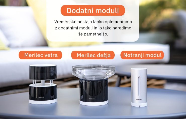 Dodatni moduli za vremensko postajo Netatmo